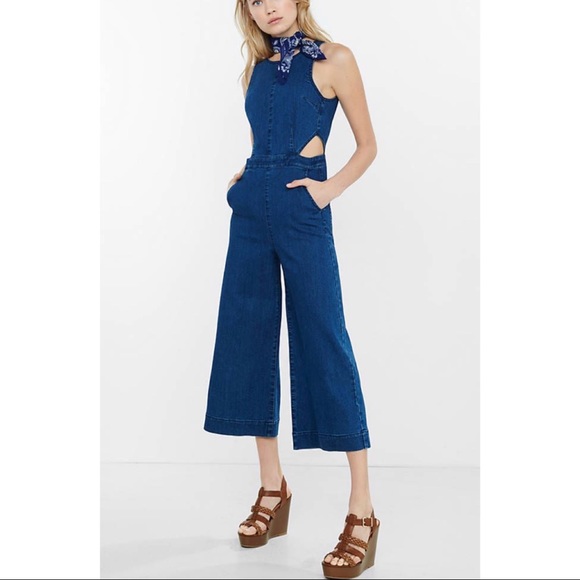 Express Other - Denim Culotte Jean Romper